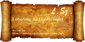 Lehotay Szilvánusz névjegykártya